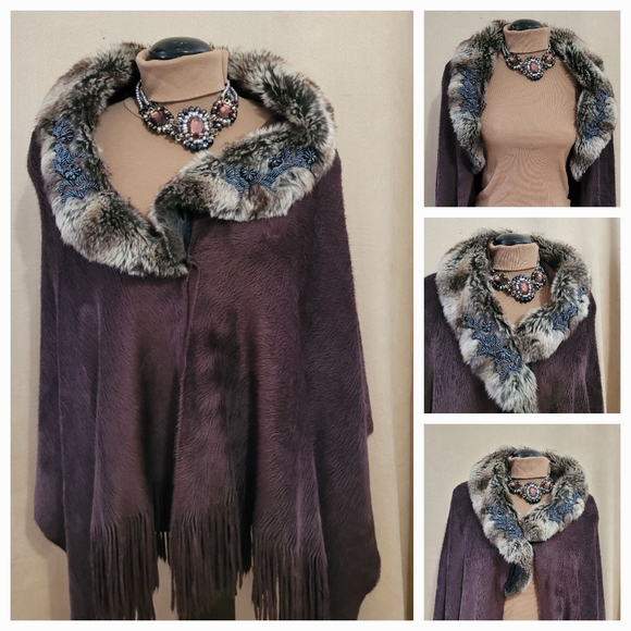Faux Fur Poncho / cape - Picture 4 of 4